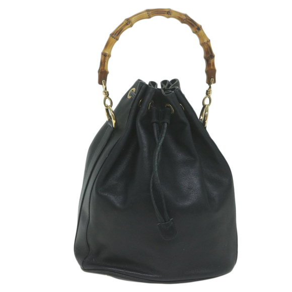 GUCCI Bamboo Hand Bag Leather Black 001 3754 1657 Auth ac2644 - Picture 13 of 16